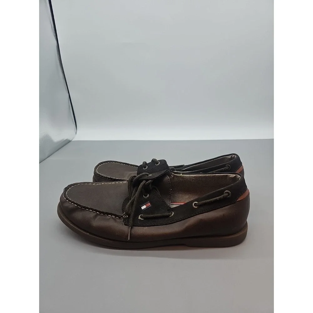 Size 11 Men's Tommy Hilfiger Brazen 2‎ Lace Up Moc Toe Brown Casual Boat Shoes